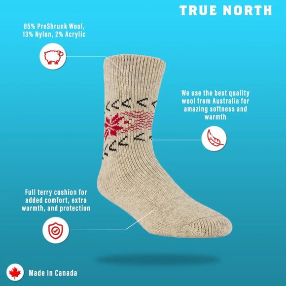 J.B. Field's Women's 40 Below Wool Thermal Winter Sock - Snowflake Pattern - Picture 4 of 6